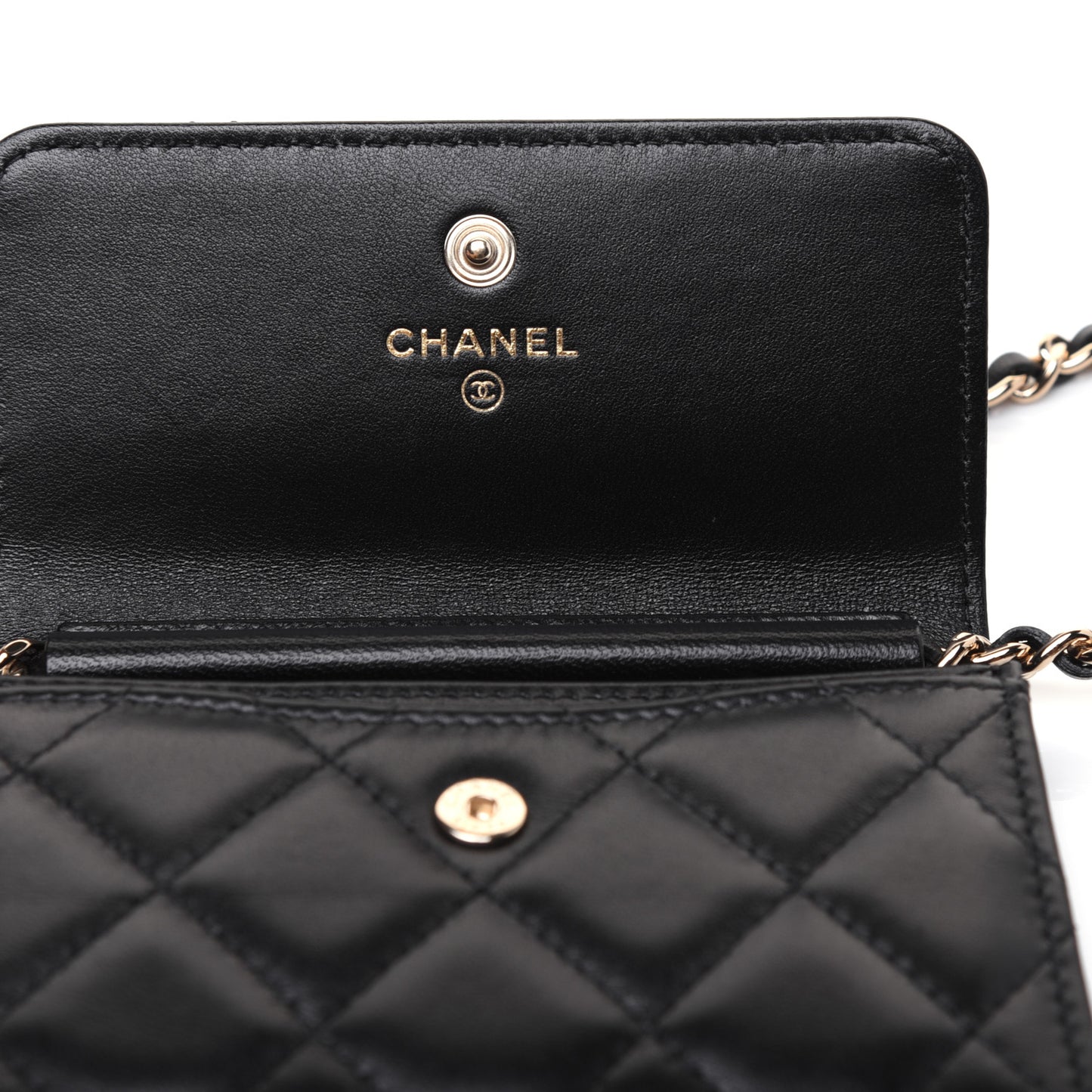 Lambskin Quilted My Chanel Lady Card Holder On Chain Black