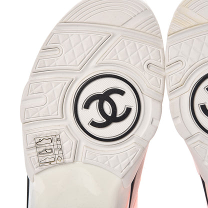 Chanel Suede Calfskin Lambskin Neoprene High Top CC Sneakers 37 White Fluo Orange 9 of 12