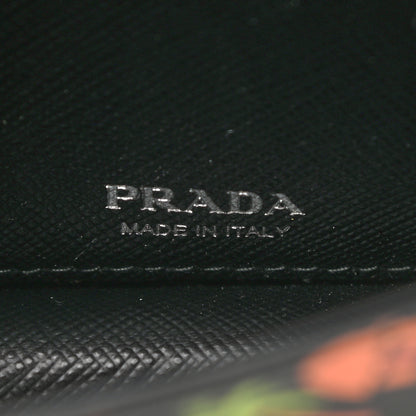 Prada Saffiano Palm Tree Print Chain Wallet Black 7 of 7