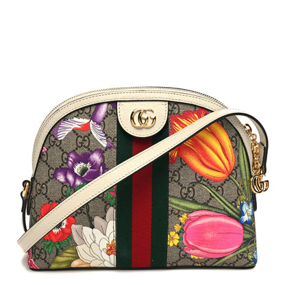 Gucci GG Supreme Monogram Flora Web GG Small Ophidia Dome Shoulder Bag White 1 of 10
