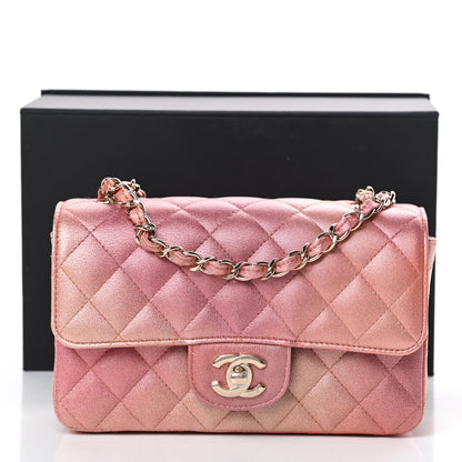 Chanel Metallic Lambskin Quilted Ombre Mini Rectangular Flap Pink 13 of 13