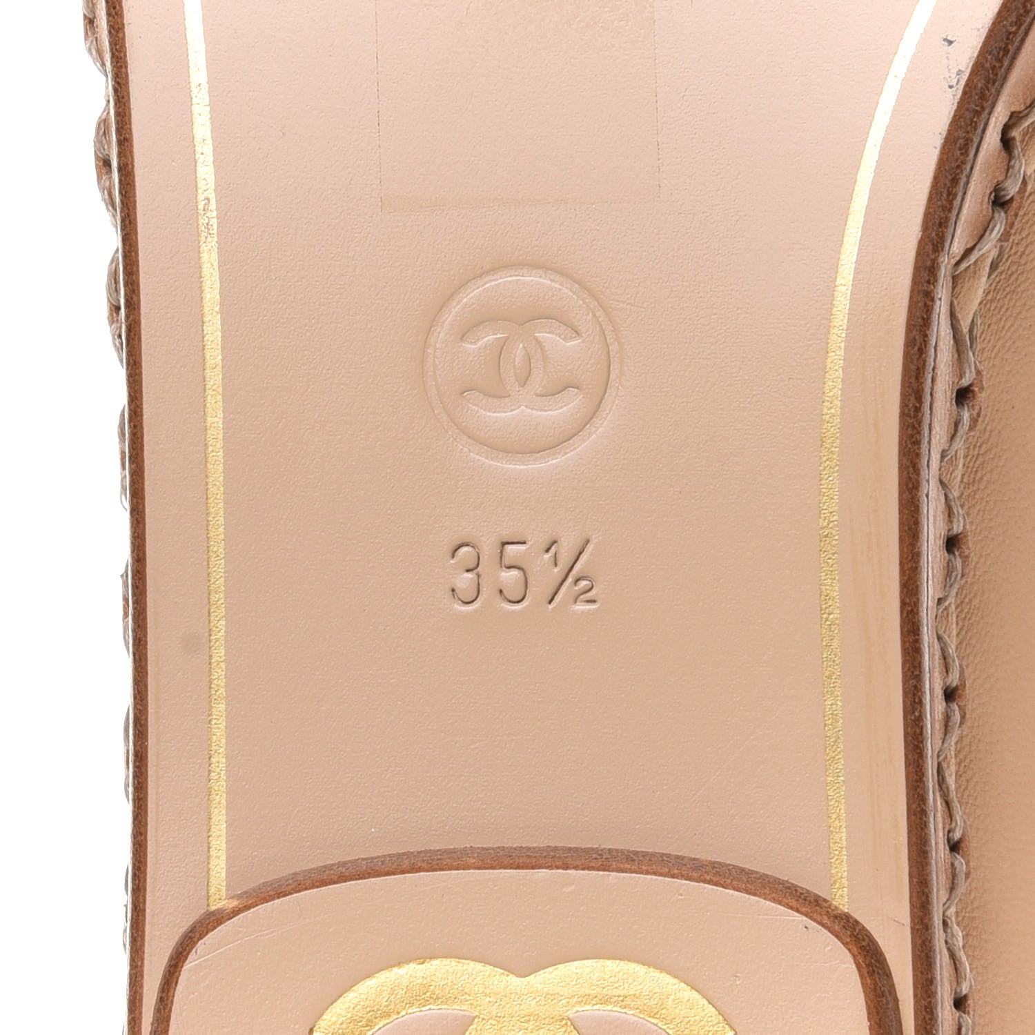 Chanel Lambskin Chain CC Mocassin Loafer Espadrilles 35.5 Beige Black 8 of 10