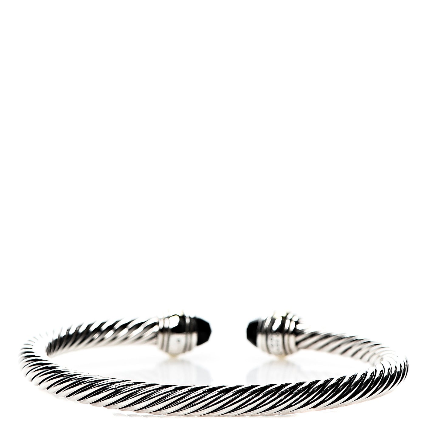 Sterling Silver 14K Yellow Gold Black Onyx 5mm Cable Classics Bracelet