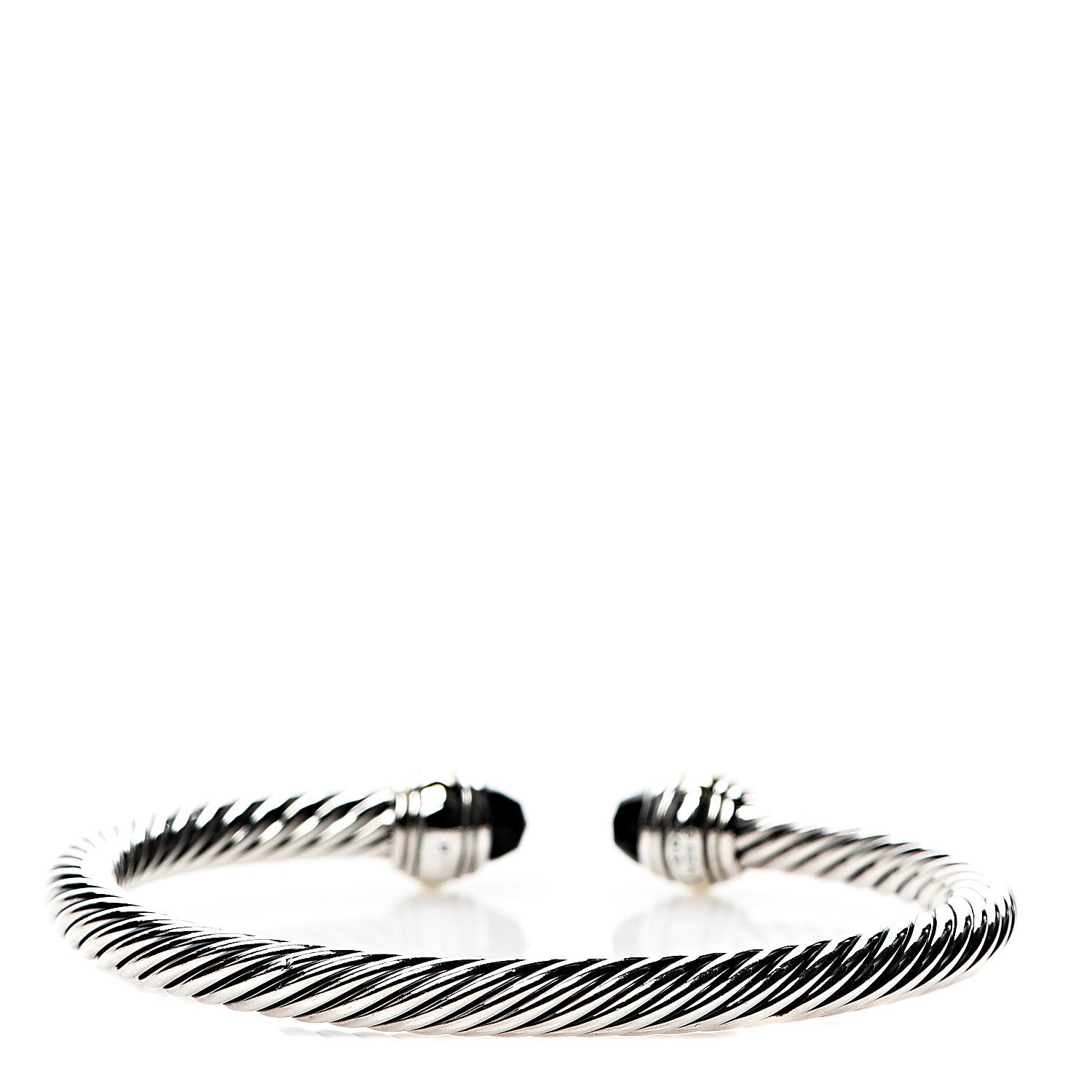 David Yurman Sterling Silver 14K Yellow Gold Black Onyx 5mm Cable Classics Bracelet 2 of 5