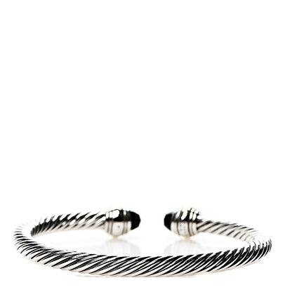 David Yurman Sterling Silver 14K Yellow Gold Black Onyx 5mm Cable Classics Bracelet 2 of 5