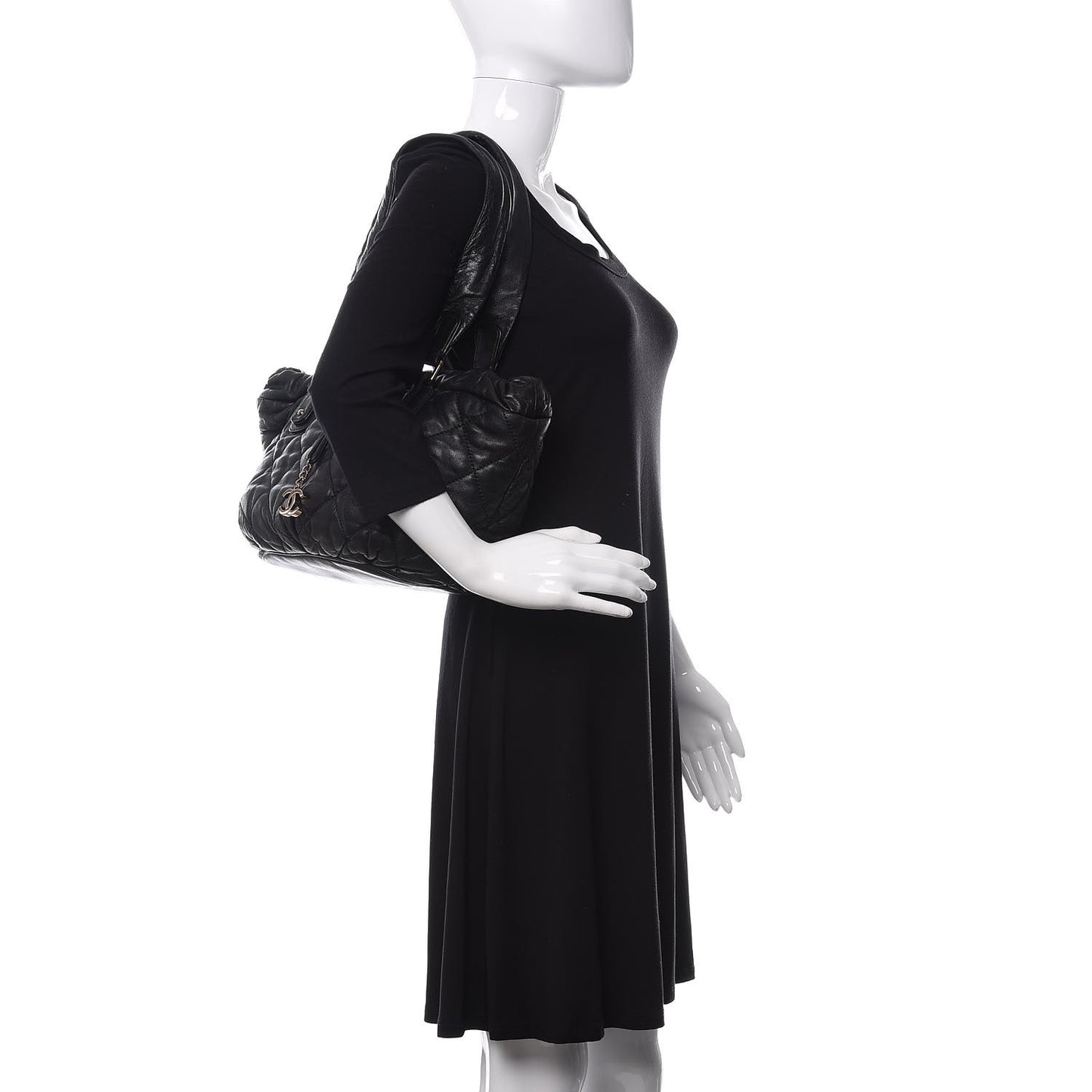 Lambskin Quilted Cloudy Bundle East West Tote Black