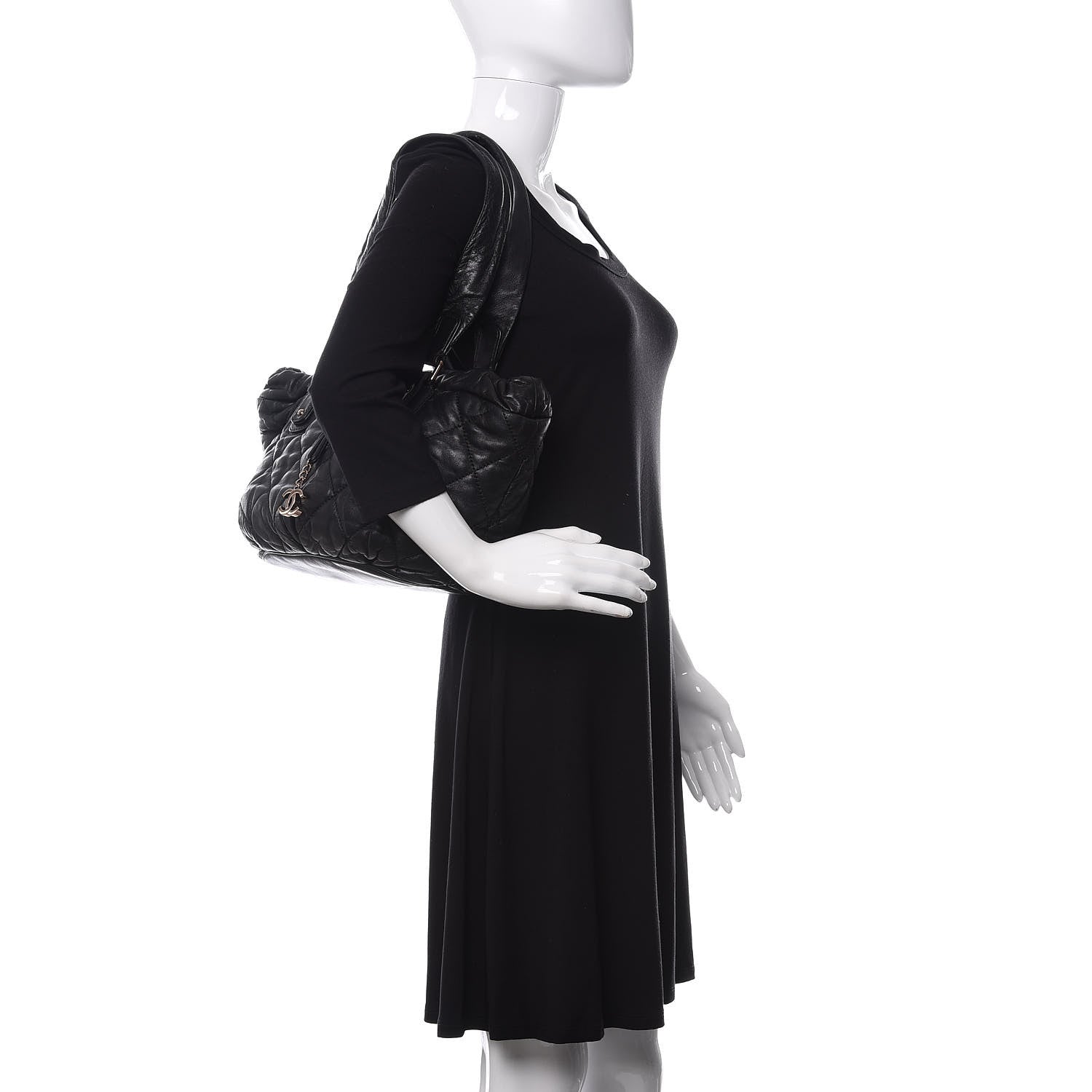 Chanel Lambskin Quilted Cloudy Bundle East West Tote Black 2 of 10