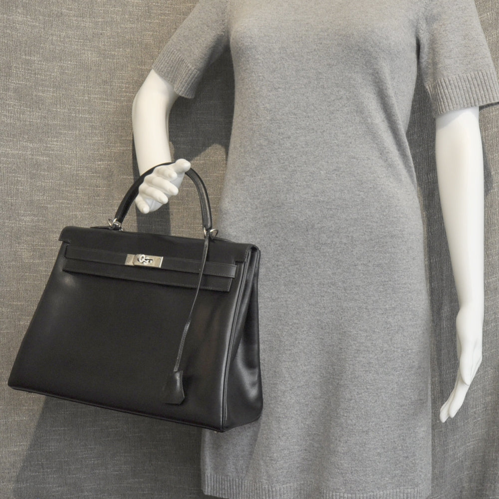 Box Leather Kelly 32 Black