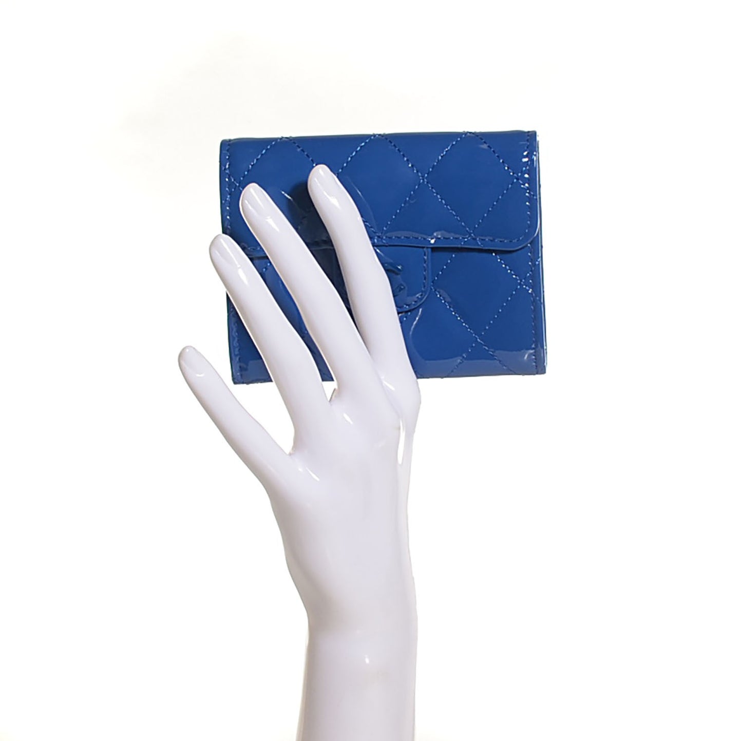 Patent Quilted Coin Purse Dark Blue