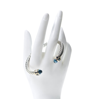 David Yurman Sterling Silver 14K White Gold Topaz Hampton Blue Topaz Iolite 7mm Cable Renaissance Bracelet 2 of 4