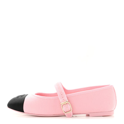 Chanel Fabric Grosgrain Mary Jane Flats 38.5 Light Pink Black 1 of 10