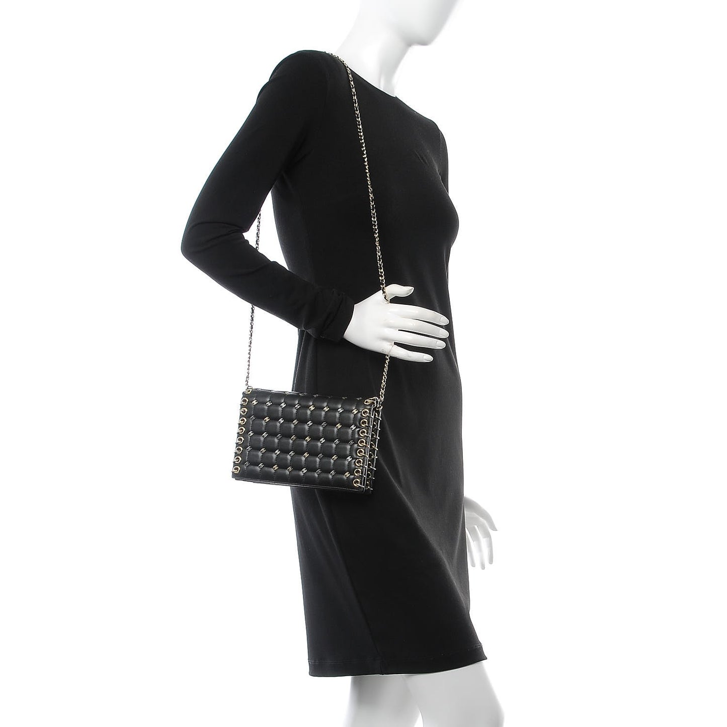 Lambskin Square Quilted CC Flap Black
