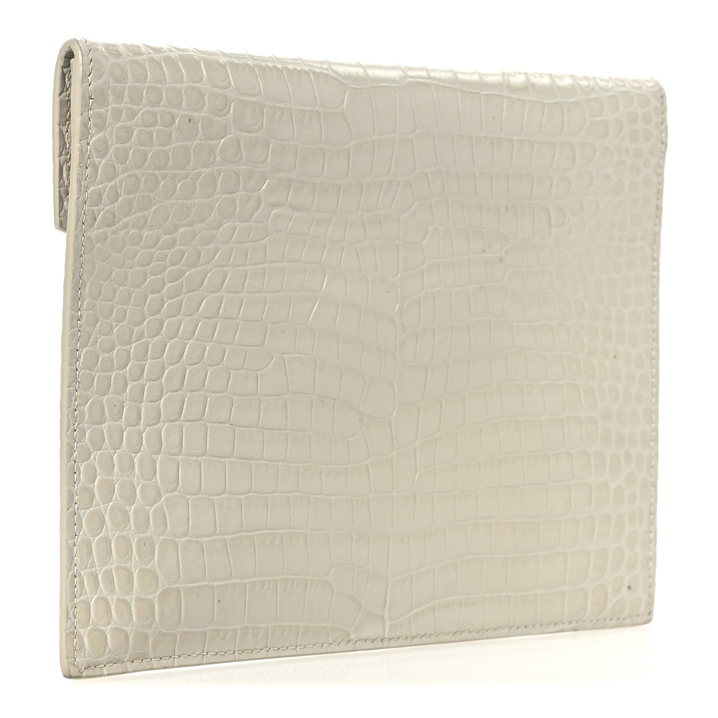 Calfskin Crocodile Embossed Monogram Uptown Baby Pouch Perle