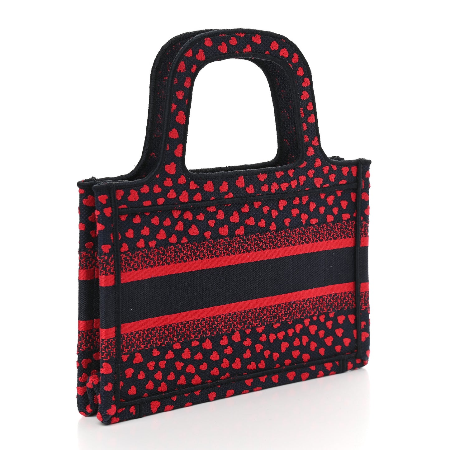Canvas Embroidered Pop Heart I Love Paris Mini Book Tote Red Multicolor