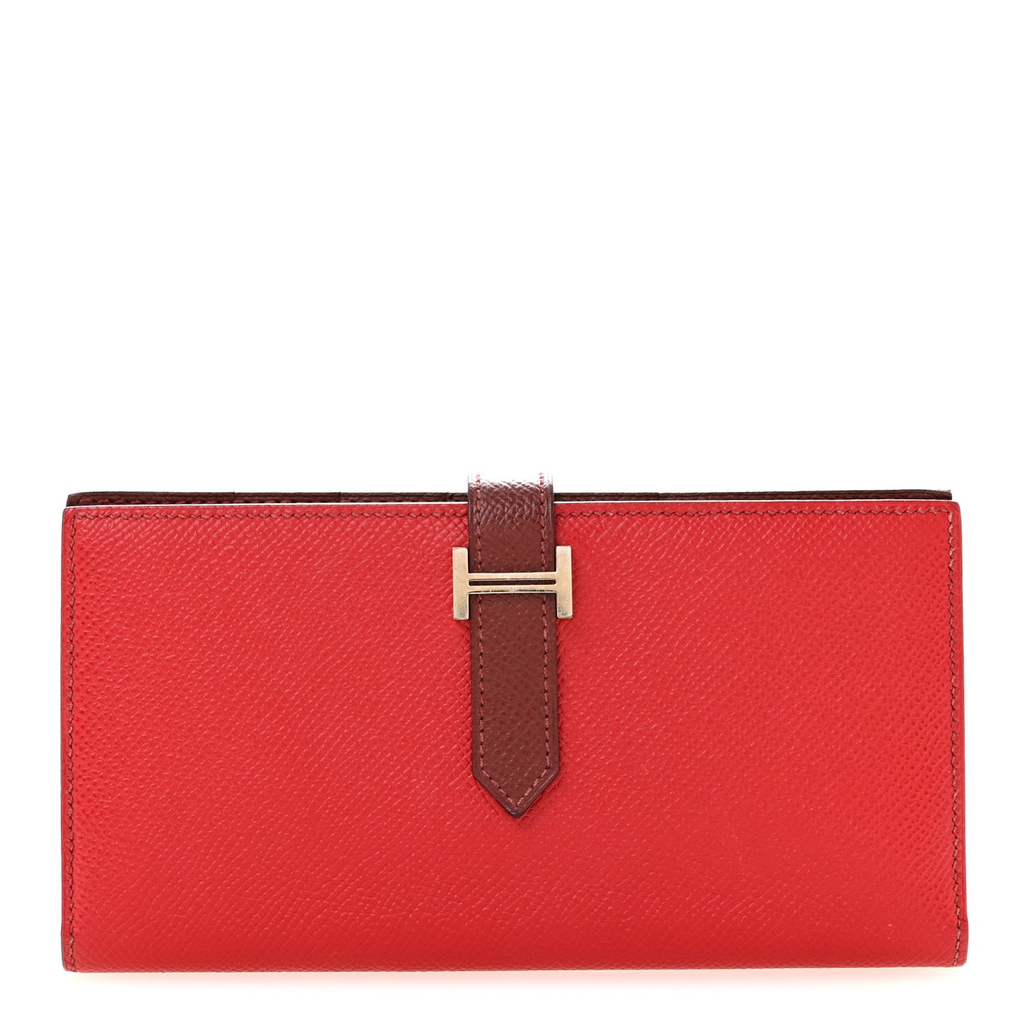 Epsom Bi-Color Bearn Gusset Wallet Rouge Casaque Rouge H