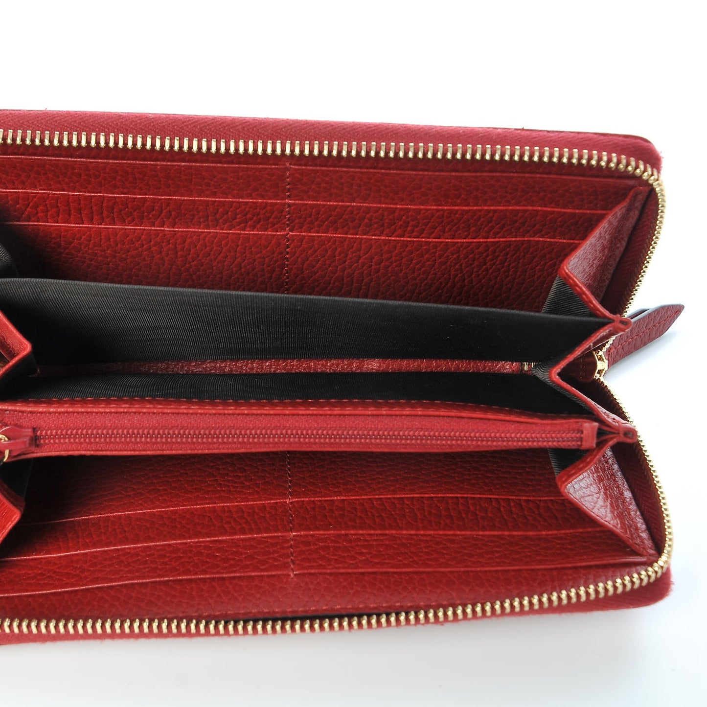 Dollar Calfskin GG Marmont Zip Around Wallet Hibiscus Red