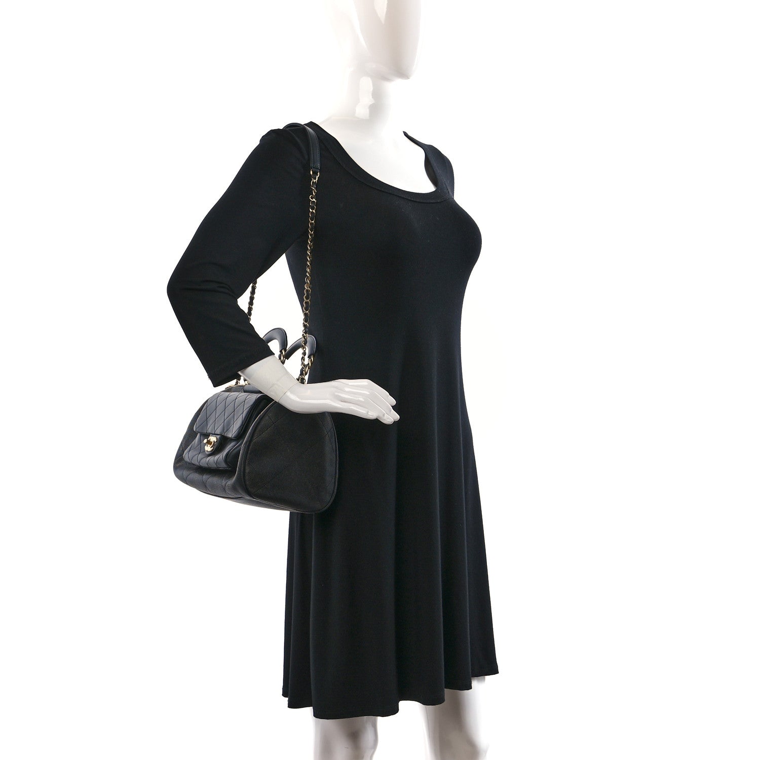 Chanel Caviar Lambskin Quilted In The Loop Bowling Bag Black 2 of 12