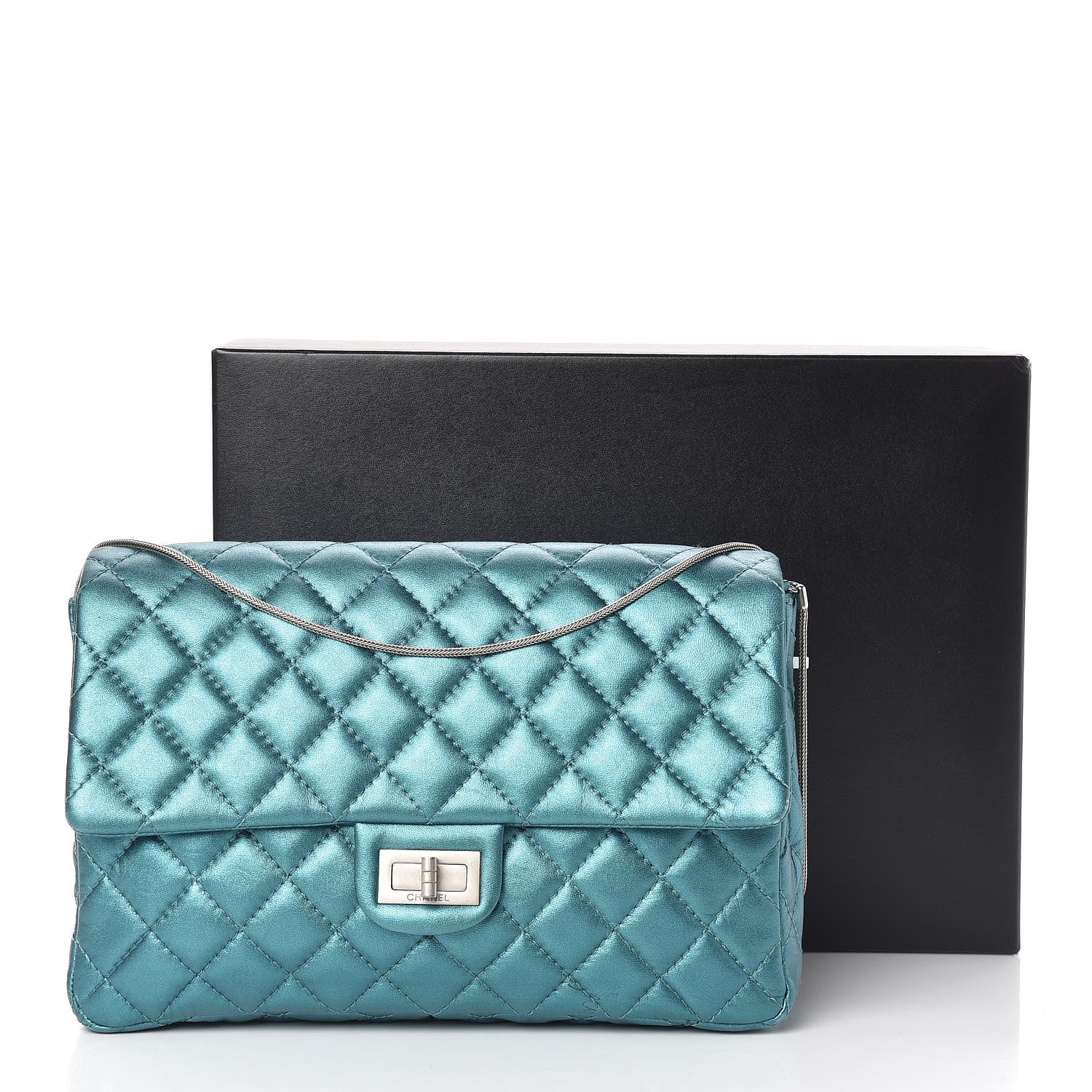 Chanel Metallic Calfskin Quilted Snake Chain 2.55 Reissue Flap Turquoise 15 of 15