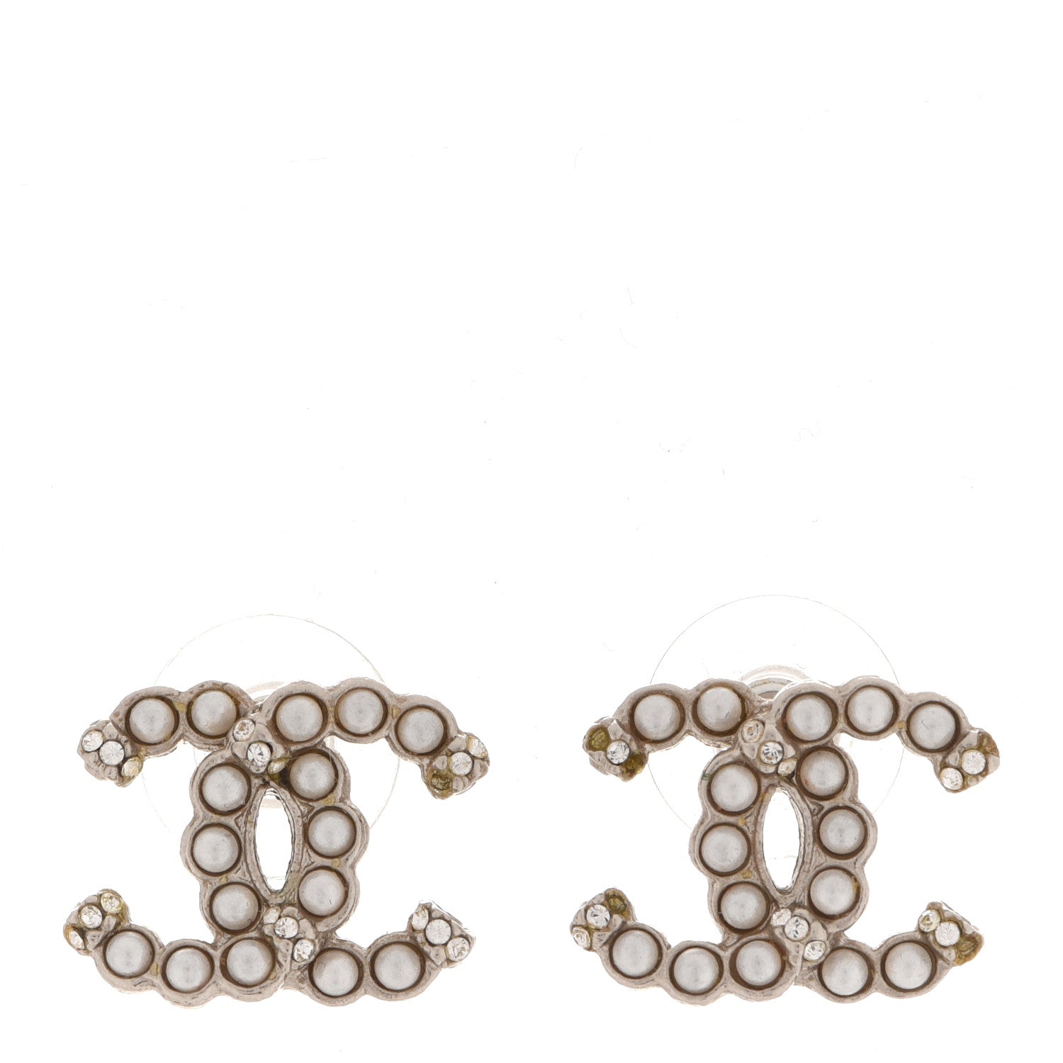 Chanel Crystal Pearl CC Earrings Gold 1 of 5