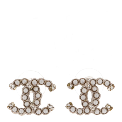 Chanel Crystal Pearl CC Earrings Gold 1 of 5