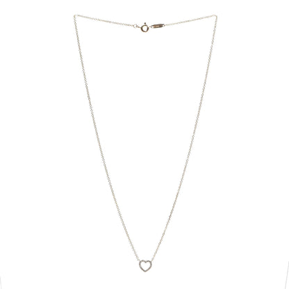 Tiffany 18K Rose Gold Diamond Metro Heart Pendant Necklace 3 of 5