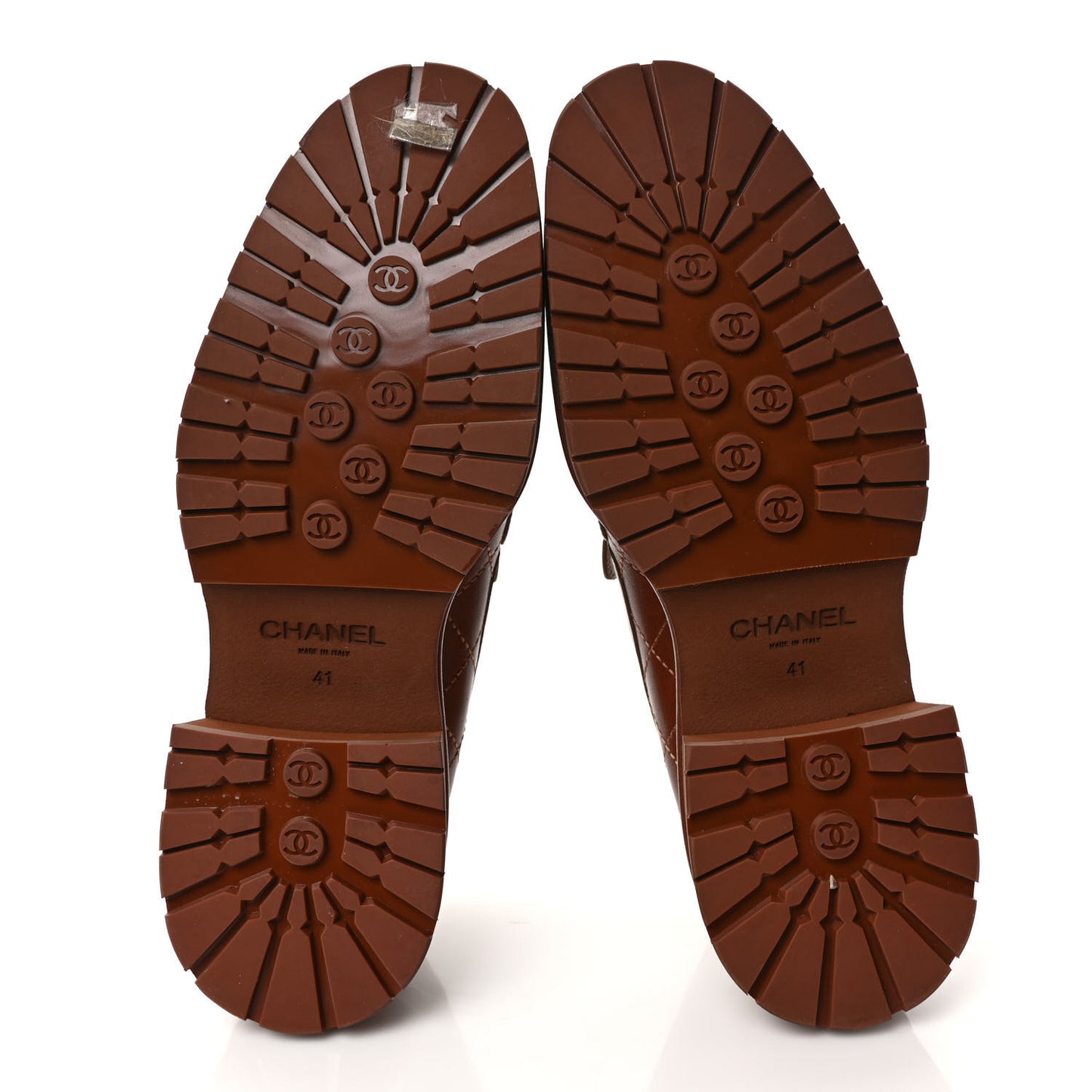 Calfskin Quilted CC Mocassin Loafers 41 Light Brown