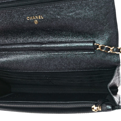 Chanel Iridescent Caviar Quilted Wallet On Chain WOC Black 5 of 11