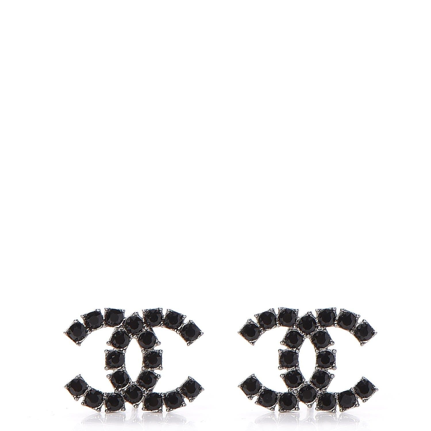 Chanel Ruthenium Crystal CC Earrings Black 1 of 3
