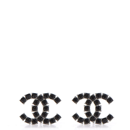 Chanel Ruthenium Crystal CC Earrings Black 1 of 3