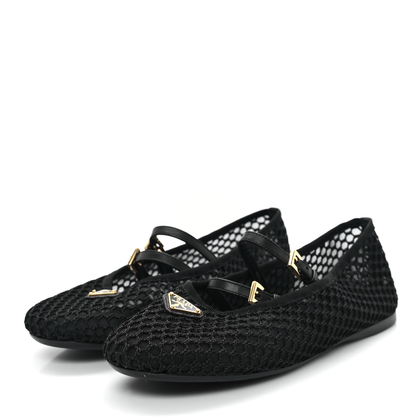 Mesh Fabric Ballerina Flats 41 Black