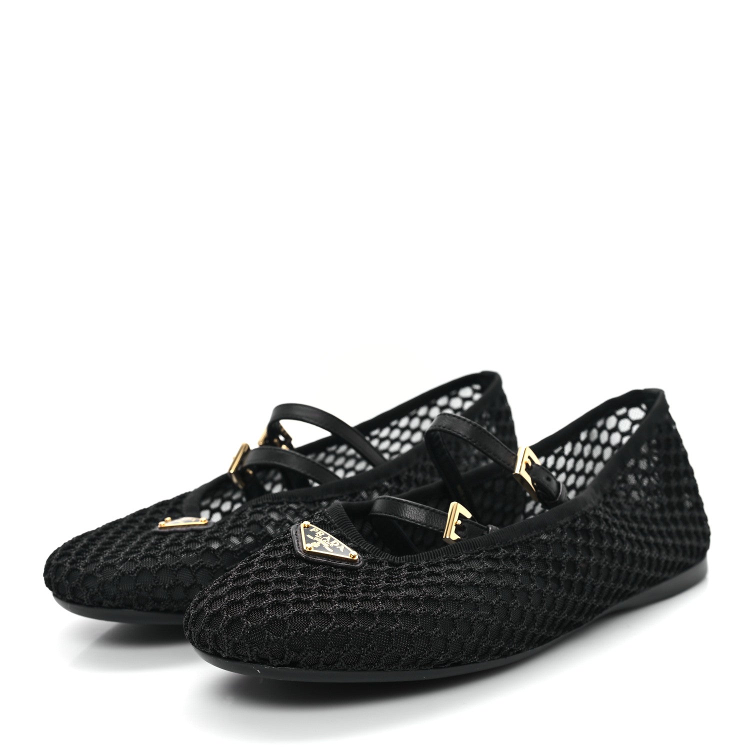 Prada Mesh Fabric Ballerina Flats 41 Black 4 of 8