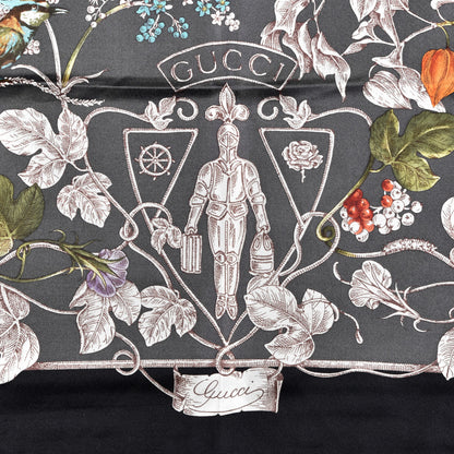 Gucci Silk Twill Wondergardenia Square Scarf Anthracite 4 of 4