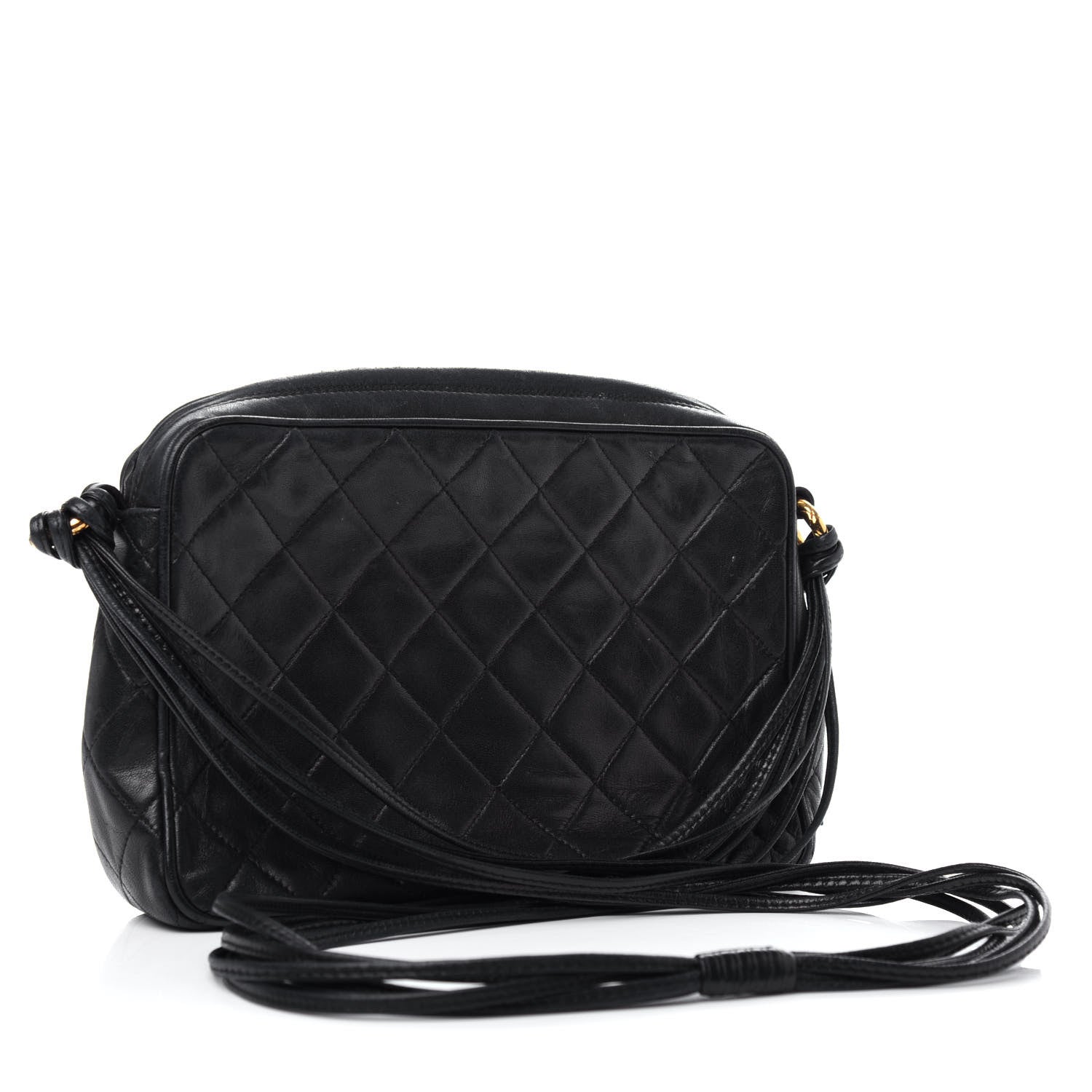 Chanel Lambskin Quilted CC Tassel Camera Case Black 3 of 11