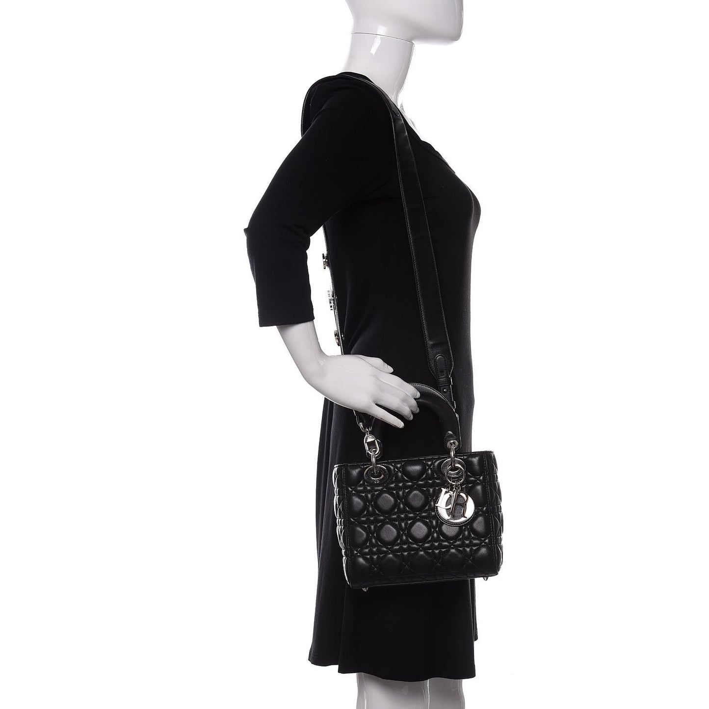 Lambskin Cannage Small Lucky Badges My Lady Dior Black