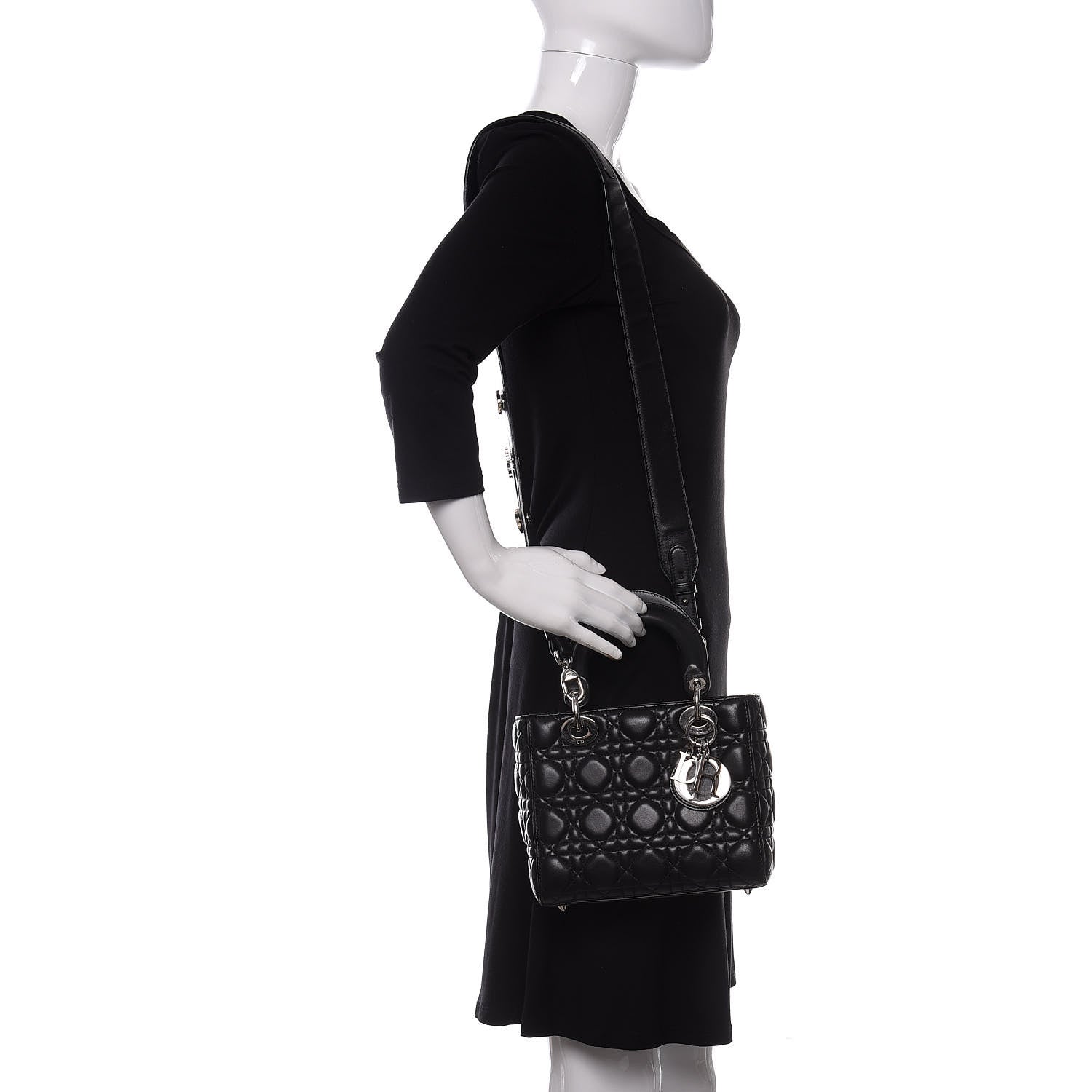 Christian Dior Lambskin Cannage Small Lucky Badges My Lady Dior Black 2 of 9