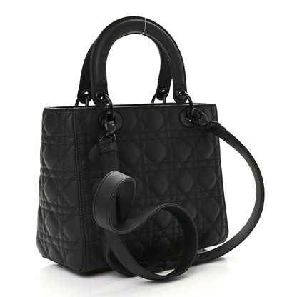 Christian Dior Ultra Matte Calfskin Cannage Medium Lady Dior Black 3 of 8