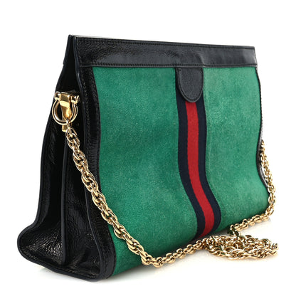 Gucci Suede Patent Web Medium Ophidia Chain Shoulder Bag New Shamarock Black 3 of 10