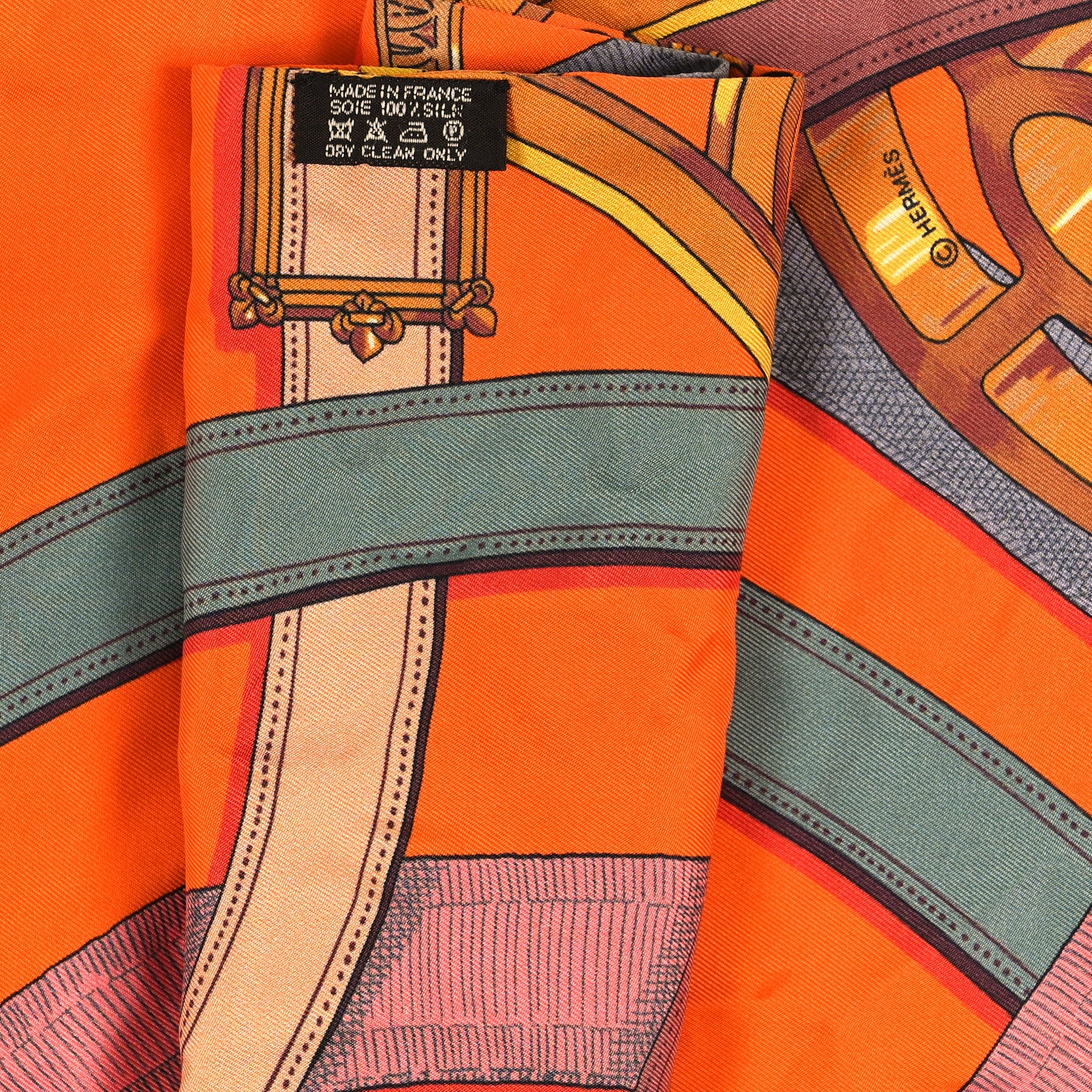 Hermes Silk Cavalcadour Maxi Twilly Orange Argile Bouton D Or 3 of 4