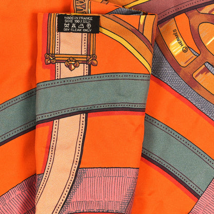 Hermes Silk Cavalcadour Maxi Twilly Orange Argile Bouton D Or 3 of 4