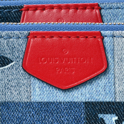 Louis Vuitton Denim Damier Monogram Patchwork Multi Pochette Accessories Blue Rouge 12 of 14