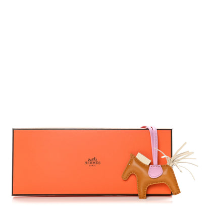 Hermes Milo Lambskin Grigri Rodeo Horse Bag Charm PM Sesame Mauve Sylvestre Craie 5 of 5