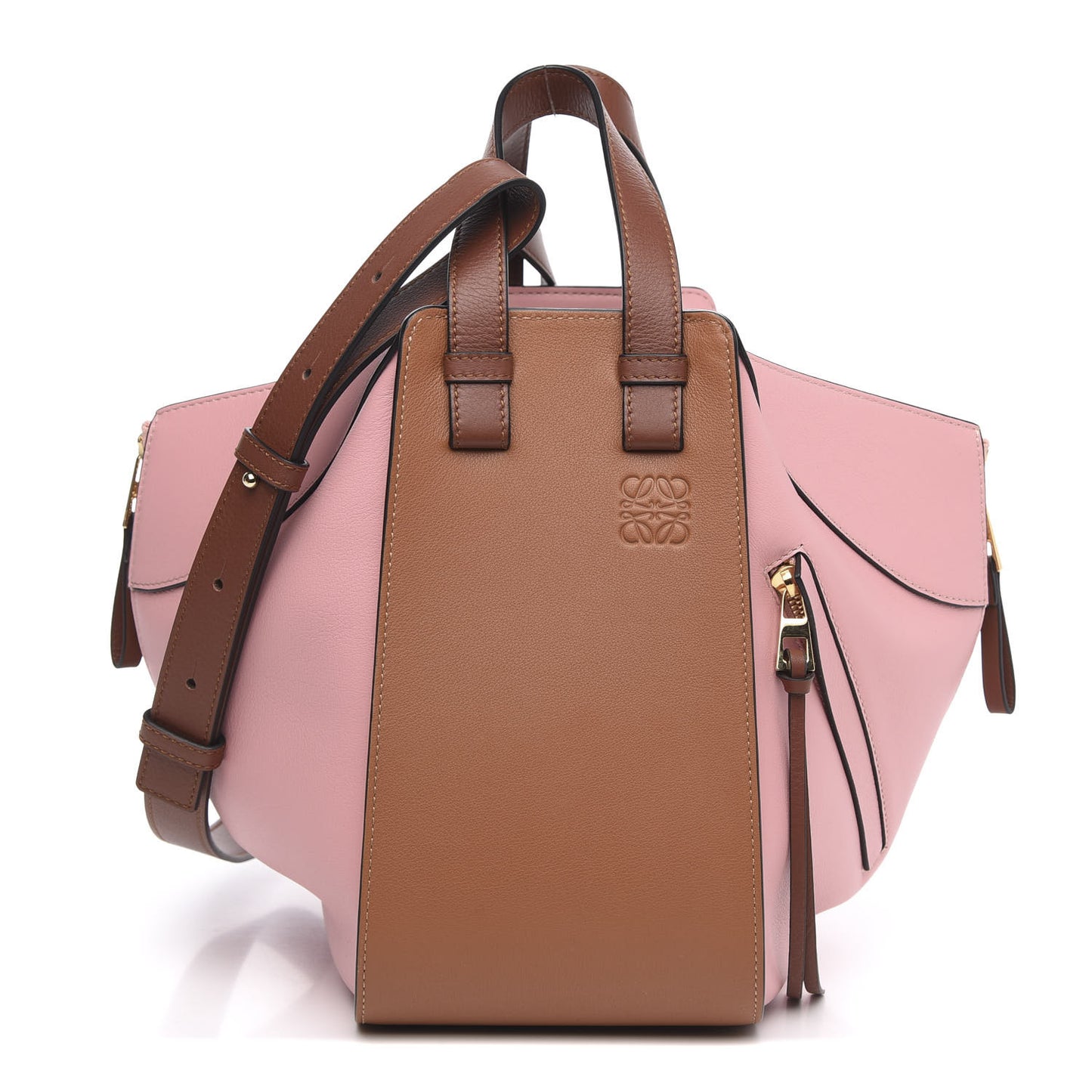 Calfskin Small Hammock Shoulder Bag Pastel Pink Tan