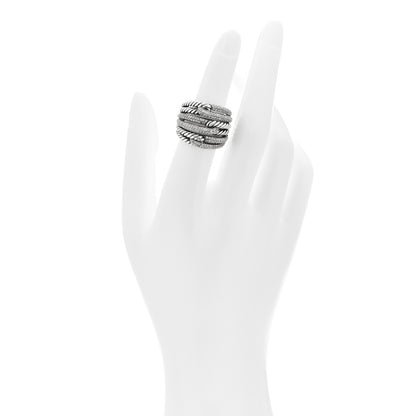 David Yurman Sterling Silver Diamond 19mm Labyrinth Triple Loop Ring 52 6 2 of 4