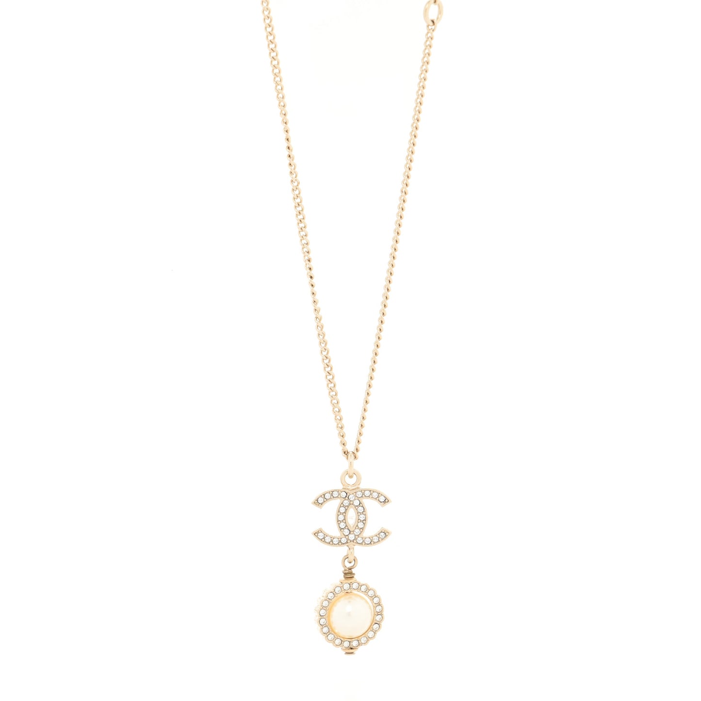 Crystal Pearl CC Lace Camellia Necklace Gold