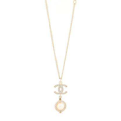 Chanel Crystal Pearl CC Lace Camellia Necklace Gold 1 of 3