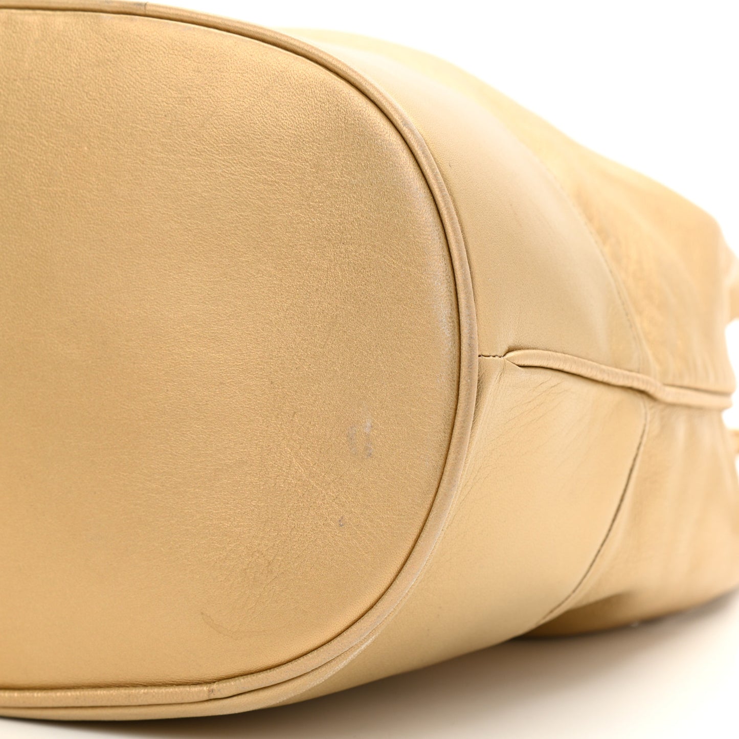 Metallic Lambskin CC Drawstring Shoulder Bag Gold