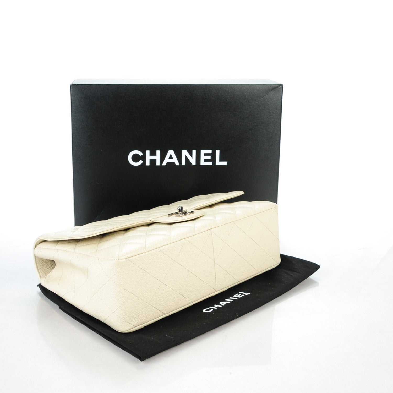 Chanel Caviar Jumbo Single Flap w Bijoux Chain White 4 of 9