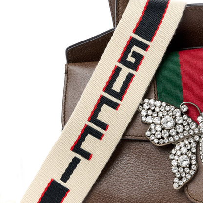 Gucci Textured Calfskin Web Crystal Butterfly Stripe Medium Totem Top Handle Bag New Acero 10 of 16