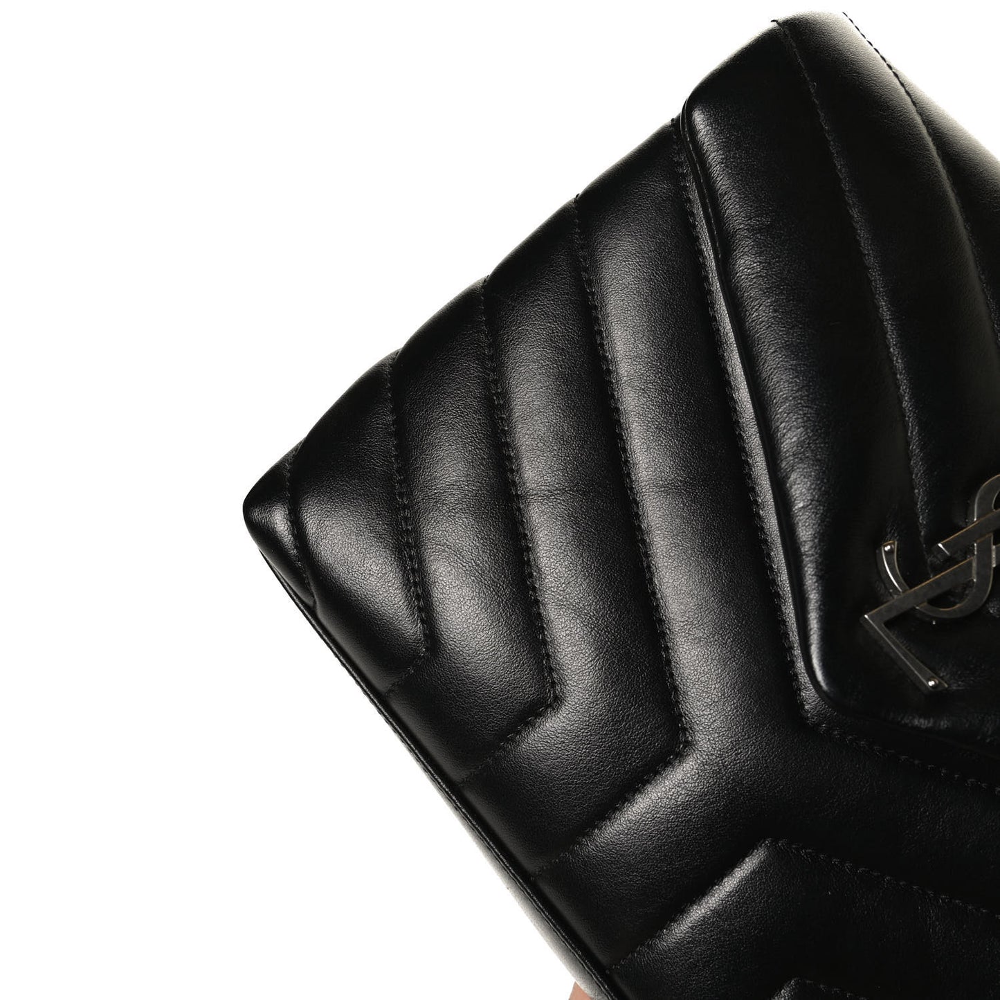 Calfskin Y Quilted Monogram Small Loulou Chain Satchel Black