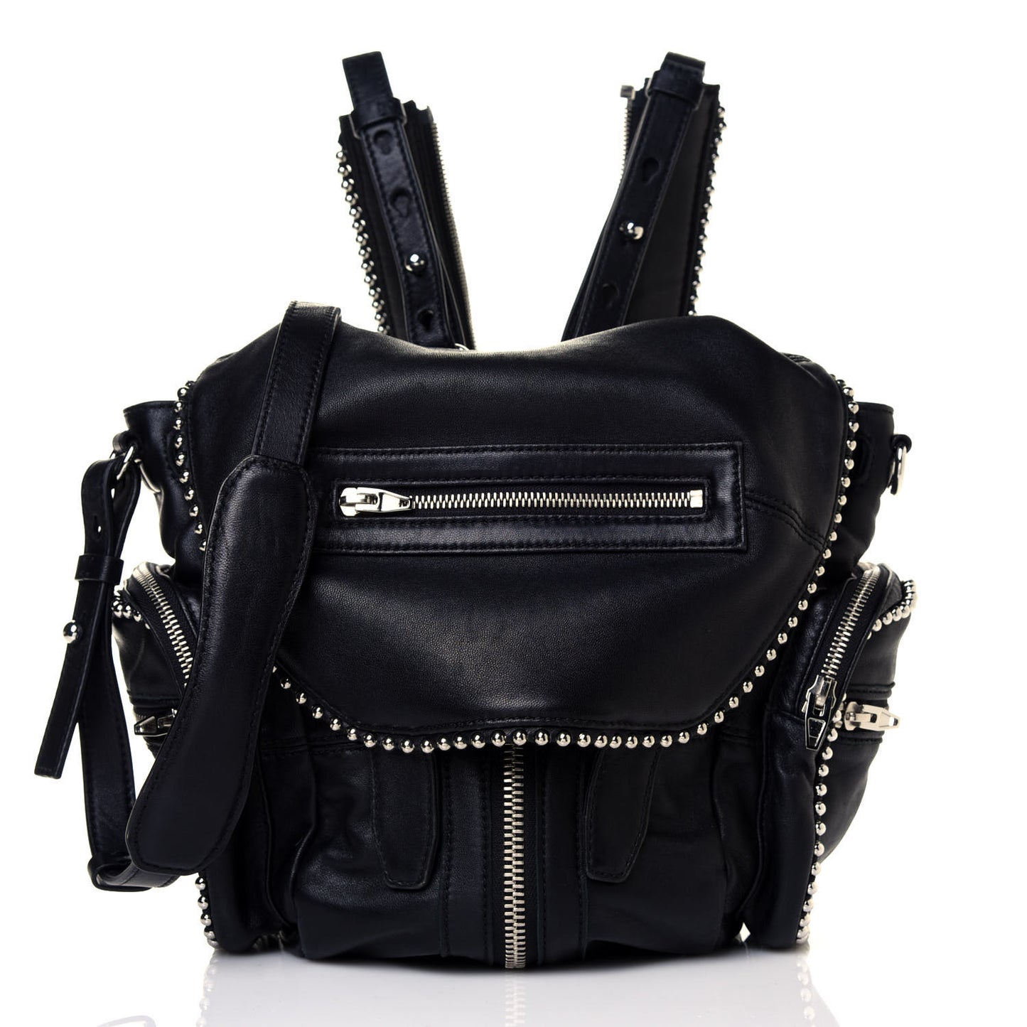 Lambskin Studded Mini Marti Convertible Backpack Black Rhodium Hardware